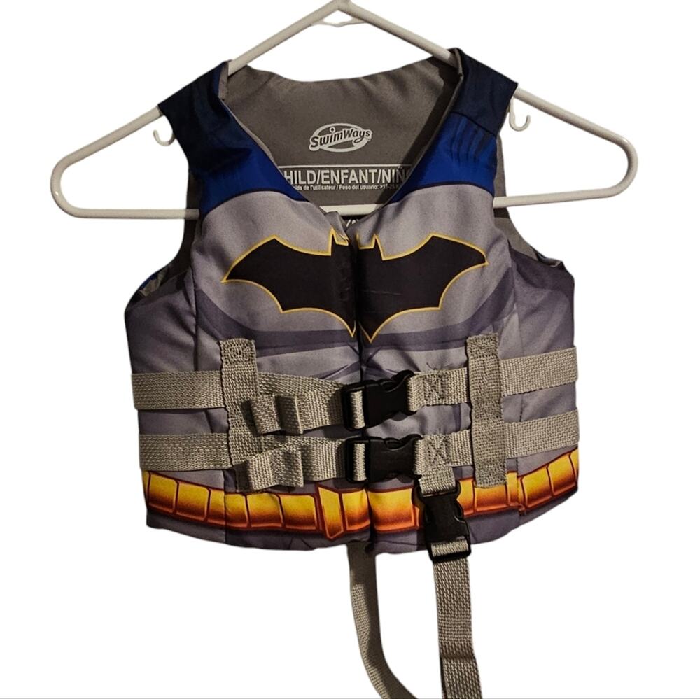 Kids Batman Costume Life Vest - Blue and Gray User weight 33-55 lbs